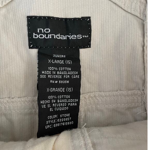 VTG Y2K No Boundaries Cream Baggy Corduroy Carpenter Overalls Cream, Juniors XL - Picture 2 of 7